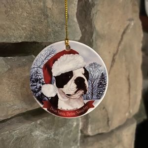 🌼2/$15 Boston Terrier Porcelain Christmas Ornament
